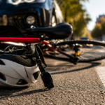 Image of an Abandoned Bicycle on The Street And a Car Parked in Front of it